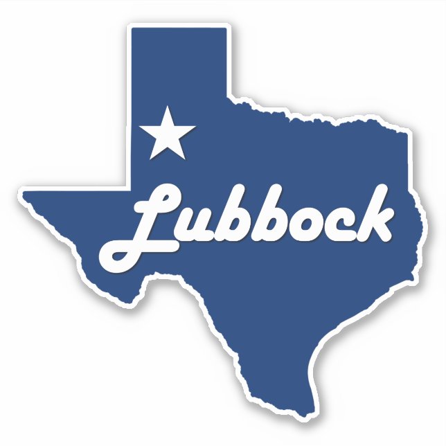 Lubbock, Texas Lone Star State Map Sticker (Front)