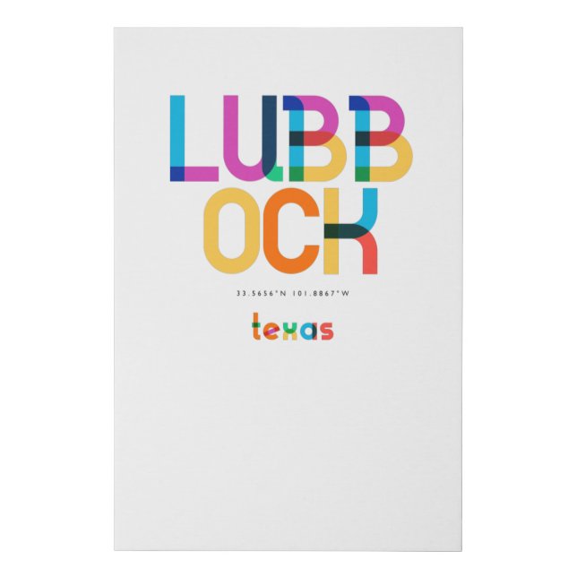 Lubbock Texas Mid Century, Pop Art, Faux Canvas Print (Front)