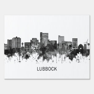 Lubbock Texas Skyline BW Sign