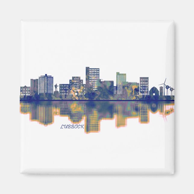 Lubbock Texas Skyline Magnet (Front)