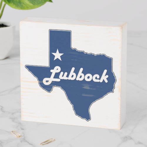 Lubbock Texas State Map Outline Lone Star Decor Wooden Box Sign
