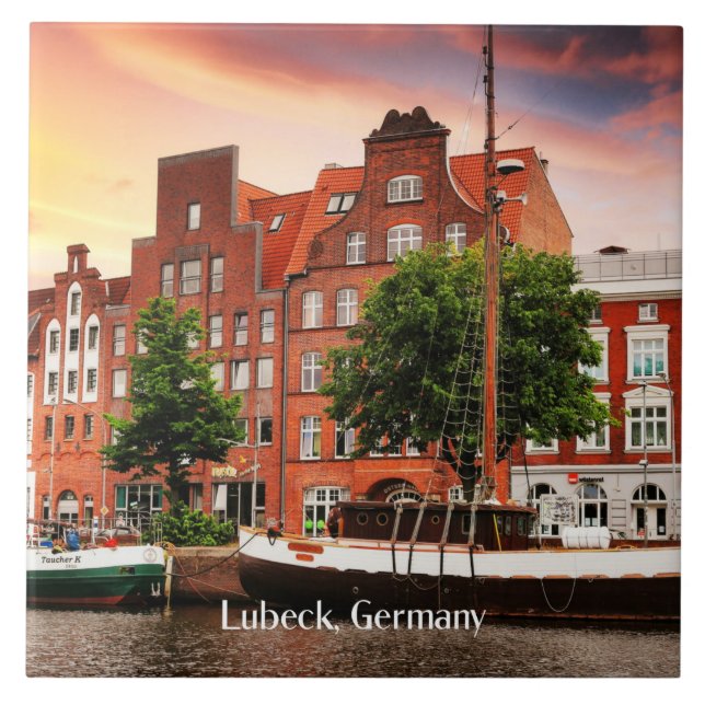 Lubeck Germany cityscape photograph Ceramic Tile (Front)