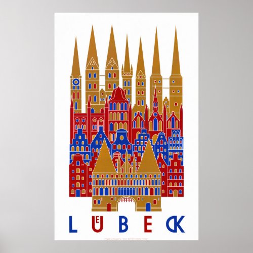 Lbeck Germany Vintage Travel Poster Restored
