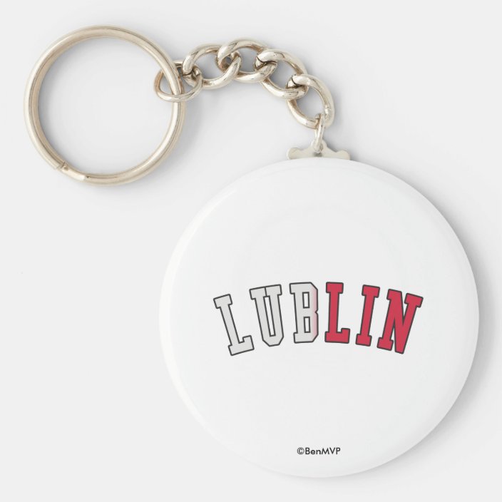 Lublin in Poland National Flag Colors Keychain