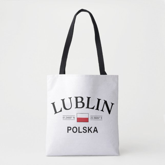 Lublin Polska (Poland) Polish Coordinates Tote Bag (Front)