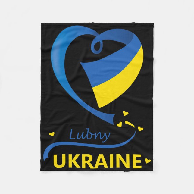 Lubny Ukraine National Flag Heart Emblem Crest  Fleece Blanket (Front)