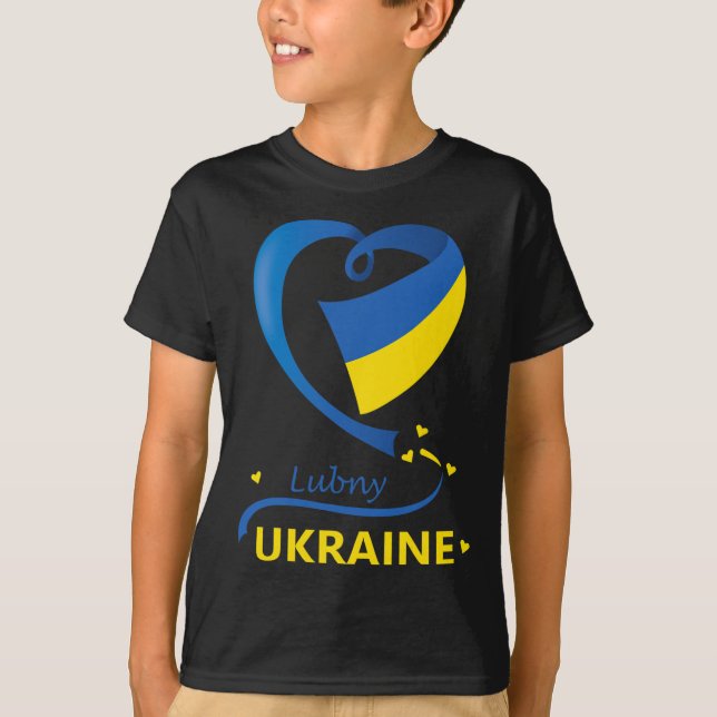 Lubny Ukraine National Flag Heart Emblem Crest  T-Shirt (Front)