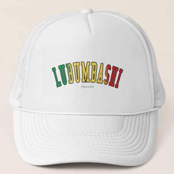 Lubumbashi in Congo National Flag Colors Mesh Hat