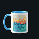 Luca | Above and Below with Alberto & Luca Mug<br><div class="desc">Sea monster Alberto points to the town above the sea with Luca,  as the name "Luca" exists in both places with a different appearance.</div>