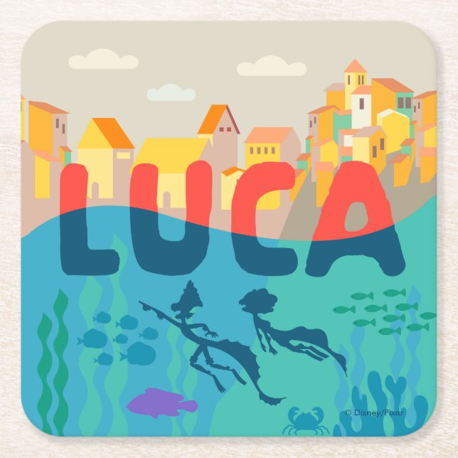 Luca | Above and Below with Alberto & Luca Square Paper Coaster (Front)
