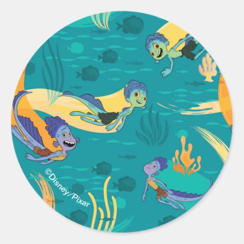 Luca  Alberto  Luca Swim With Fish Pattern Classic Round Sticker