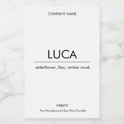 Luca Candle Label Elegant Minimalist Strong Simple
