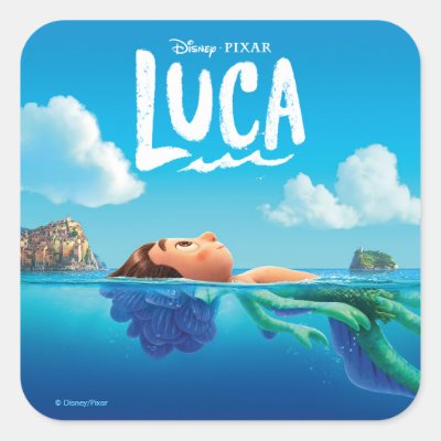 Luca | Human &amp; Sea Monster Luca Theatrical Poster Square Sticker