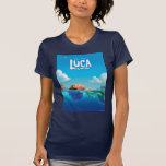 Luca | Human & Sea Monster Luca Theatrical Poster T-Shirt<br><div class="desc">Check out this theatrical poster for Luca,  featuring him floating in the water as both human and sea monster.</div>