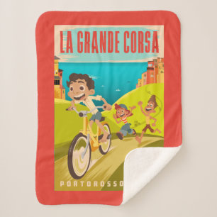 Luca La Grande Corsa Illustration Sherpa Blanket