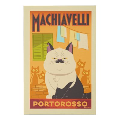 Luca | Machiavelli Cat Illustration Faux Canvas Print