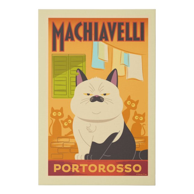 Luca | Machiavelli Cat Illustration Faux Canvas Print (Front)