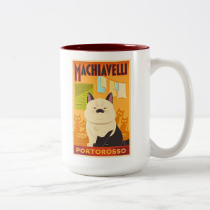 Luca Machiavelli Cat Illustration Two-Tone Coffee Mug