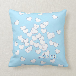 Luca - Name Template, Light Blue, Kids, Nursery Throw Pillow