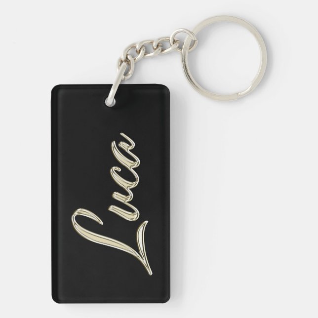 Luca Name whitegold key trailer Keychain (Back)