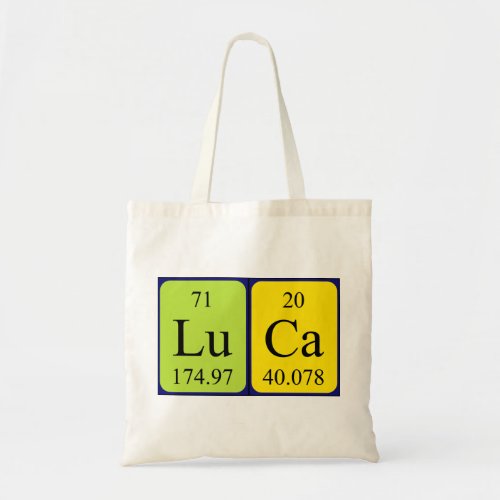 Luca periodic table name tote bag