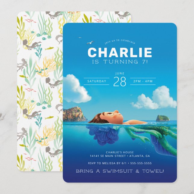 Luca Pool Swim Party Birthday  Invitation (Front/Back)