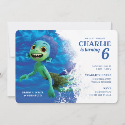 Luca Pool Swim Party Birthday  Invitation