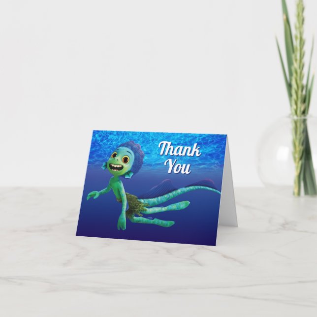 Luca Pool Swim Party Birthday Thank You Card (Front)