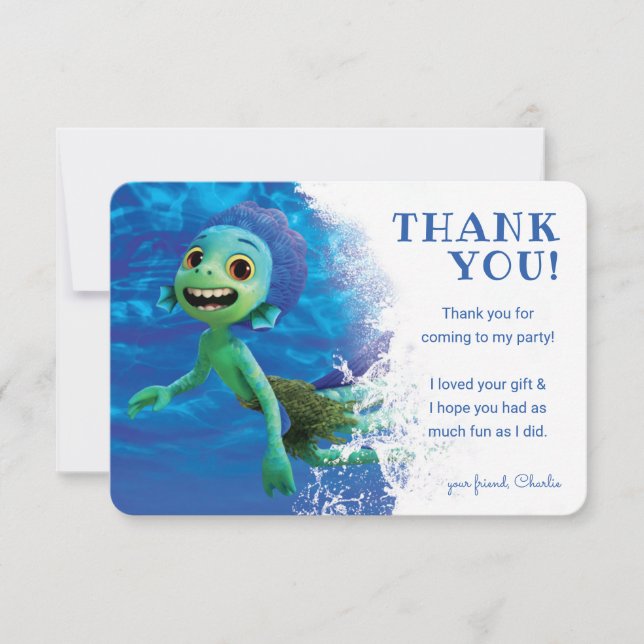 Luca Pool Swim Party Birthday Thank You Invitation (Front)