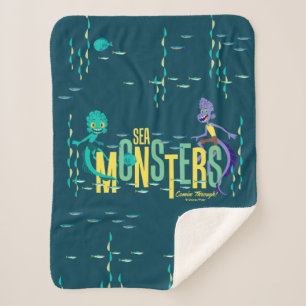 Luca   Sea Monsters Comin' Through! Sherpa Blanket
