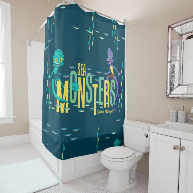 Luca | Sea Monsters Comin' Through! Shower Curtain (In Situ)