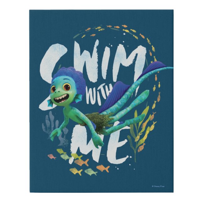 Luca | Swim With Me Faux Canvas Print (Front)