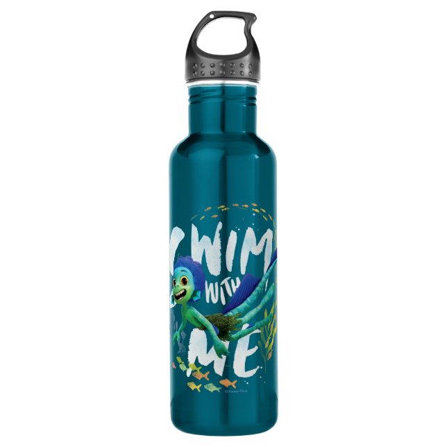 Luca | Swim With Me Stainless Steel Water Bottle (Front)