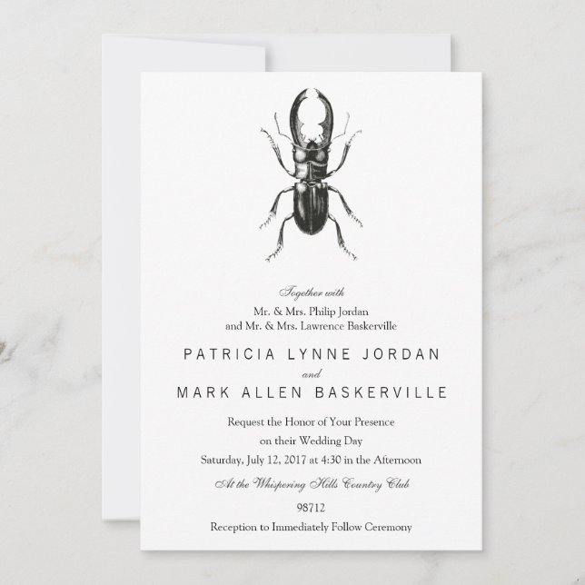 Lucanus Metallicus Beetle Invitation (Front)