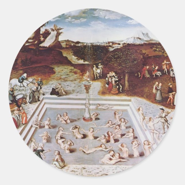 Lucas Cranach the Elder- The Fountain Of Youth Classic Round Sticker (Front)