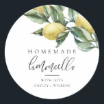 Lucas Limoncello Classic Round Sticker<br><div class="desc">These favor stickers feature a watercolour lemon design and calligraphy heading. The script heading is not editable. These can be used for weddings,  bridal showers,  baby showers,  birthdays,  or any other event. For more advanced customization of this design,  simply select the "Customize It" button above.</div>