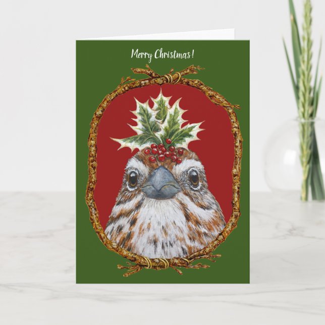 Lucas the song sparrow Christmas card (Front)