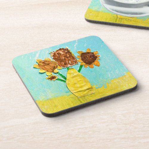 Lucass VanGogh inspired sunflower Beverage Coaster