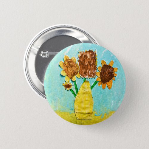 Lucass VanGogh inspired sunflowers Button