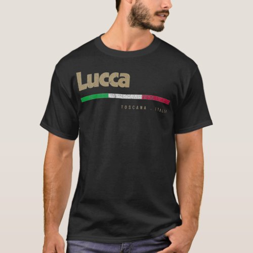 Lucca Italian City Retro Flag Italy  T_Shirt