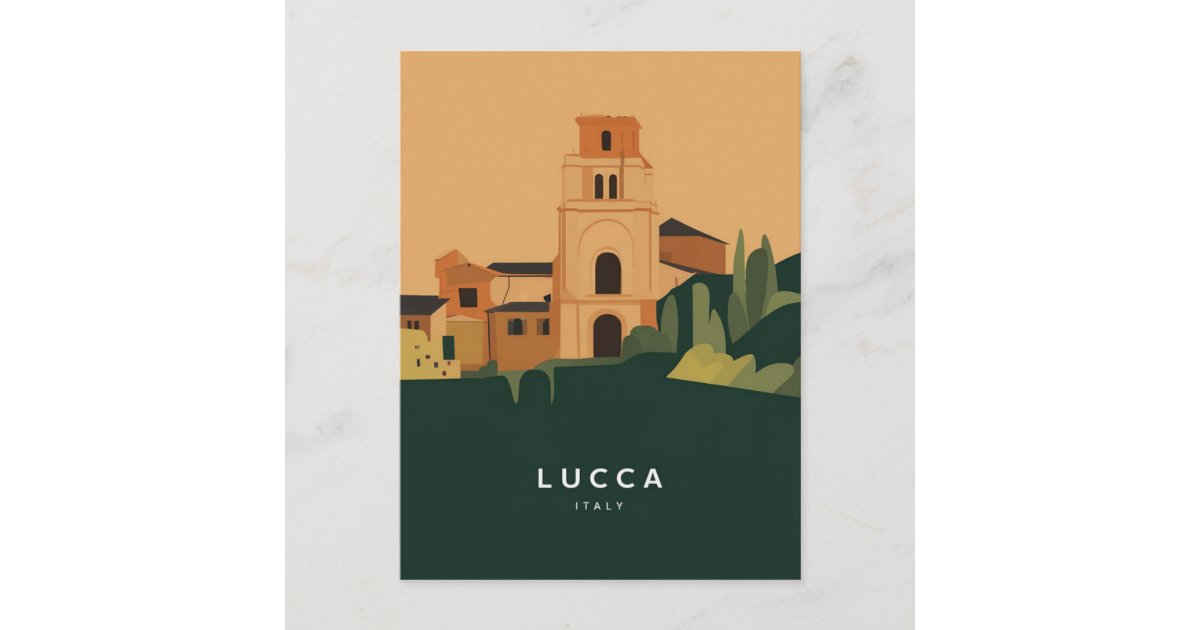 Lucca Lettering Lucca Italy Stylist Illustration Postcard | Zazzle