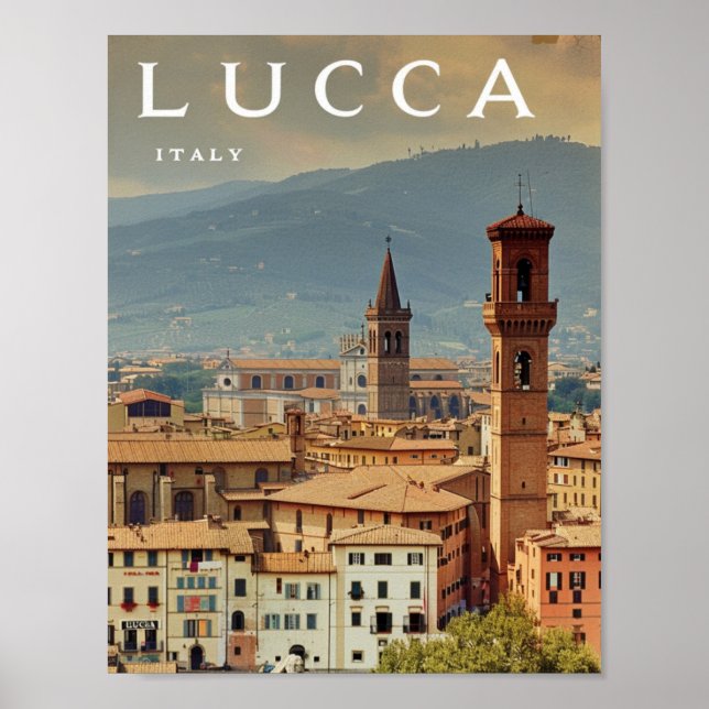 Lucca Italy Vintage Famous Travel Place  Poster (Front)