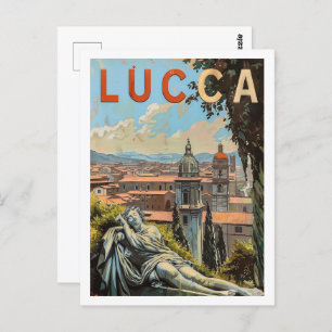 Lucca Tuscany Italy Vintage Famous Travel Place Postcard