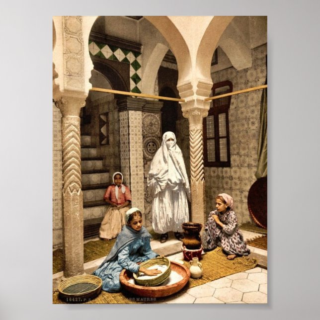 Luce Ben Aben, Moorish women preparing couscous, A Poster (Front)