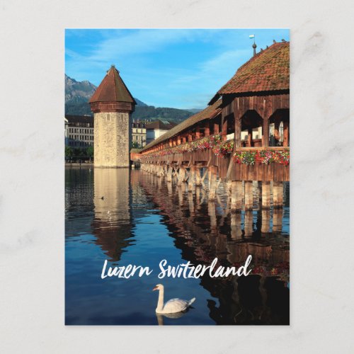 Lucerne Chapel bridge in Switzerland Postcard