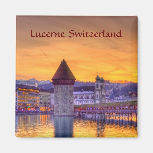 Lucerne (Luzern) Switzerland HDR Photography Magnet (Front)