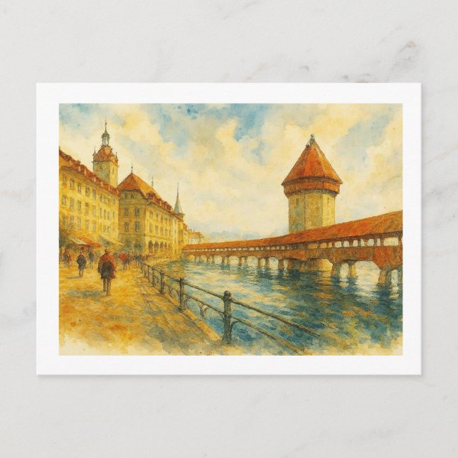 Lucerne Riverside,  Postcard (Front)