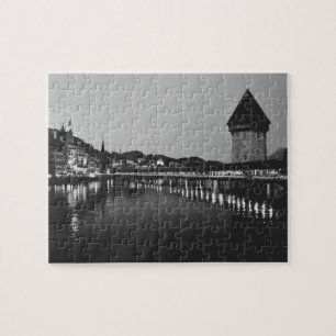 Lucerne (Switzerland) Chapel bridge + River Reuss Jigsaw Puzzle