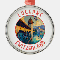 Lucerne Switzerland Retro Distressed Circle