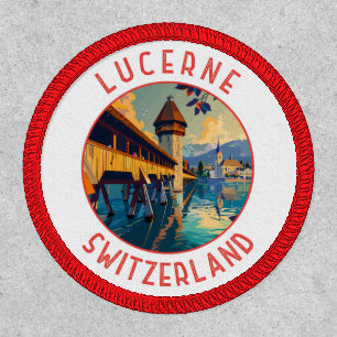 Lucerne Switzerland Retro Distressed Circle Patch